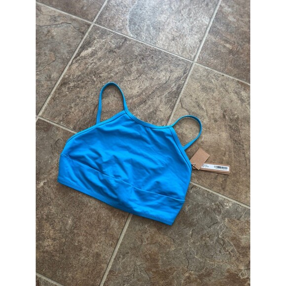 Skims Signature Swim High Neck Top Turquoise Size Medium - Picture 5 of 10